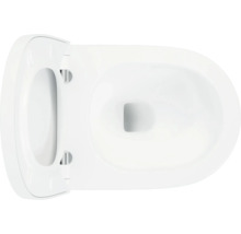 Doorgesneden toiletpot met toiletdeksel van bovenaf