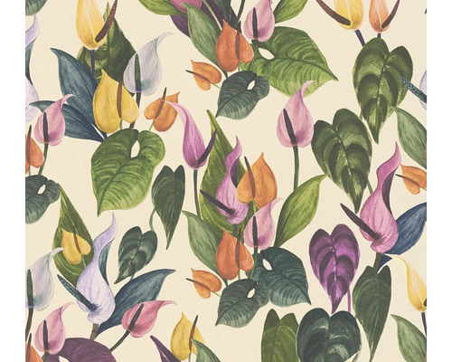 Vinyl met patroon met bloem- en plantmotieven