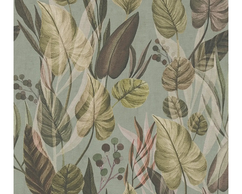 A.S. CRÉATION Vliesbehang 78219-3 Anna d´Andrea bladeren natuur bloemen blauw groen bruin beige Behang met blad- en plantenpatroon