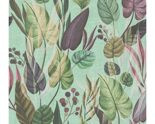 A.S. CRÉATION Vliesbehang 78219-4 Anna d´Andrea bladeren bloemen blauw groen paars Behang met bladeren en plantenpatroon