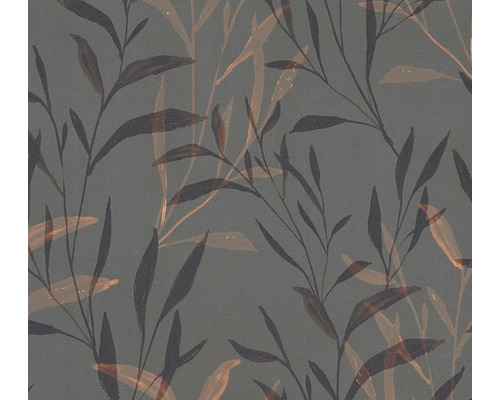 A.S. CRÉATION Vliesbehang 78222-2 Anna d´Andrea bladeren bloemen grijs oranje Behang met plantenmotief
