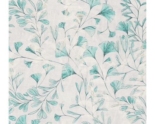 A.S. CRÉATION Vliesbehang 78223-4 Anna d´Andrea bladeren natuur bloemen grijs wit blauw Behang met ginkgo-bladmotief