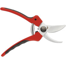 Tuinschaar met rode handgrepen en zilverkleurige messen