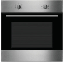 Ingebouwde roestvrijstalen oven met bedieningsknoppen en kijkvenster