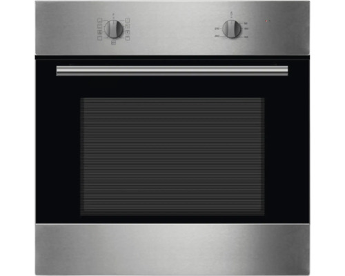 Roestvrijstalen inbouwoven met glazen deur en draaiknoppen