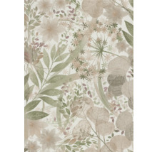 Behang met blad- en bloemmotief