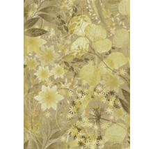 Behang met bloemmotief van bladeren en bloemen