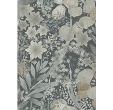 Behang met bloem- en bladmotief