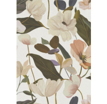 Close-up van een bloemmotief met bloemen en bladeren