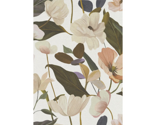 ERISMANN Vliesbehang 12240-05 Secret Garden bloemen lichtroze Close-up van een bloemmotief met bloemen en bladeren