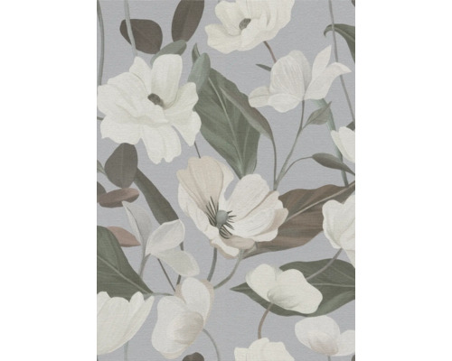 ERISMANN Vliesbehang 12240-31 Secret Garden bloemen grijs Behang met bloemmotief en bladeren