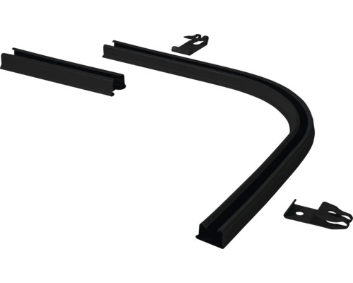 INTENSIONS 90° bocht incl. verbinder voor gordijnrail Plus rail zwart Garagedeur afdichtingsprofiel met bevestigingsklemmen