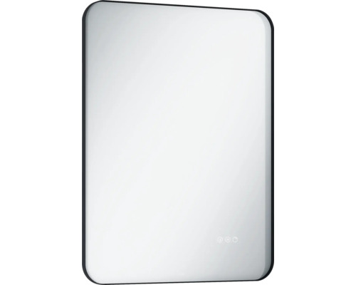 LAUFEN Badkamerspiegel met verlichting Lida zwart 60 x 80 cm Rechthoekige spiegel met afgeronde hoeken voor de badkamer