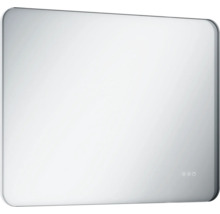 Rechthoekige spiegel met afgeronde hoeken en aanraaksensor