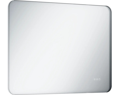 LAUFEN Badkamerspiegel met verlichting Lida chroom 100 x 80 cm Rechthoekige spiegel met afgeronde hoeken en aanraaksensor