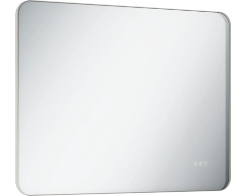 LAUFEN Badkamerspiegel met verlichting Lida fume 100 x 80 cm Rechthoekige spiegel met afgeronde hoeken voor de badkamer