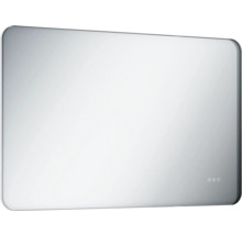 Rechthoekige badkamerspiegel met afgeronde hoeken en bedieningselementen