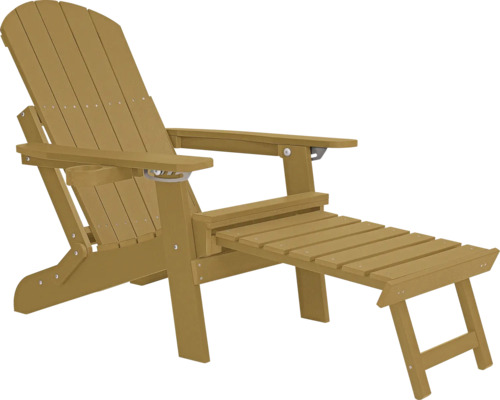 Houtkleurige Adirondack stoel met voetsteun