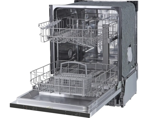 Open vaatwasser met twee korven en bestekmand