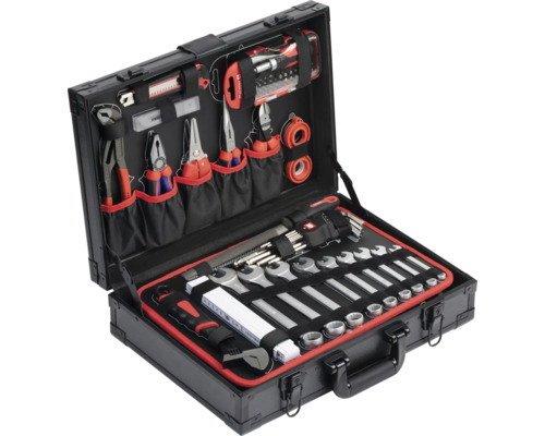 Geopende gereedschapskoffer met diverse gereedschappen
