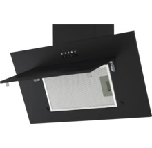 Zwarte afzuigkap met metalen filter