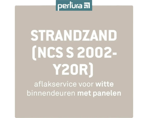 PERTURA Aflakservice voor 300 witte paneeldeuren strandzand Perfura Logo, Kleurcode Strandzand NCS S 2002-Y20R, lakservice voor witte binnendeuren met panelen
