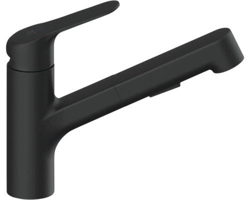 Zwarte keukenkraan met uittrekbare handdouche