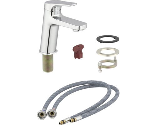 Wastafelkraan met montageaccessoires en flexibele aansluitslangen