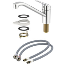 Keukenkraan met aansluitslangen en bevestigingsmateriaal