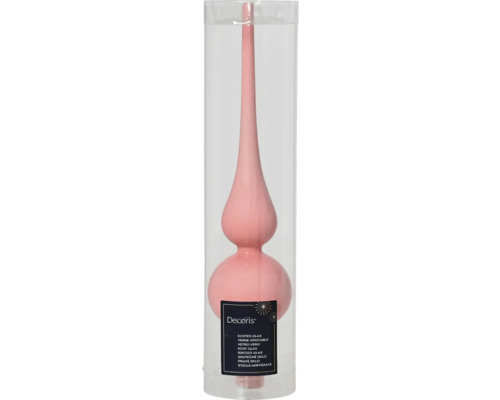Roze glazen kerstboomspits in transparante verpakking