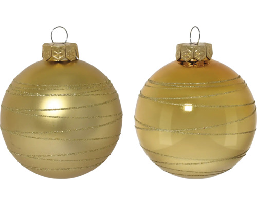 Twee kerstballen met glinsterende lijnen