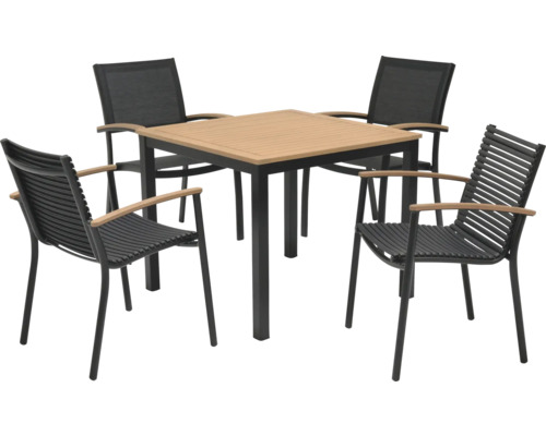 Tuinset met vier stoelen en een vierkante tafel