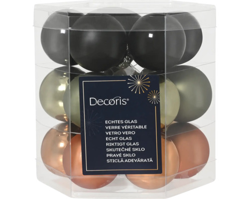 Verpakking met kerstballen van echt glas