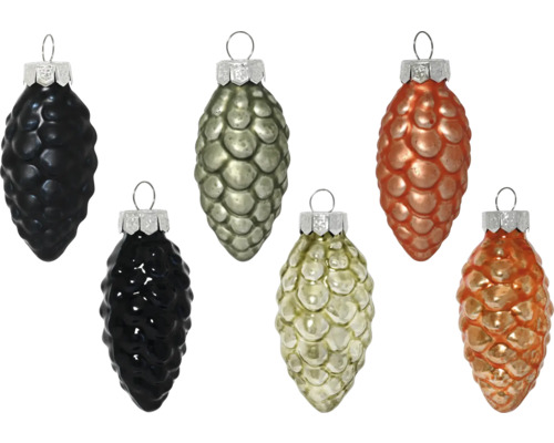 Verschillende dennenappelvormige kerstballen