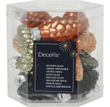 Decoris kerstboomversiering dennenappel van glas in set