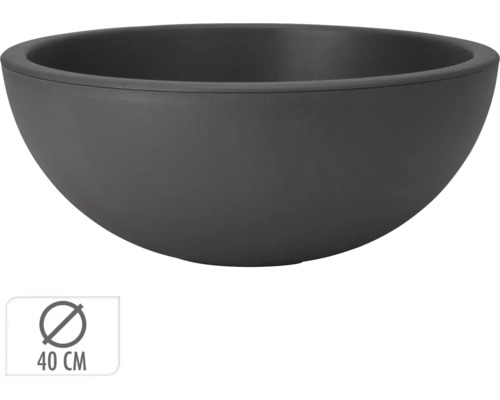 Grijze plantenbak met een diameter van 40 centimeter