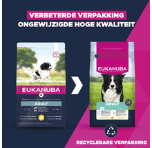 Eukanuba droog hondenvoer voor volwassen honden, verbeterde en recyclebare verpakking