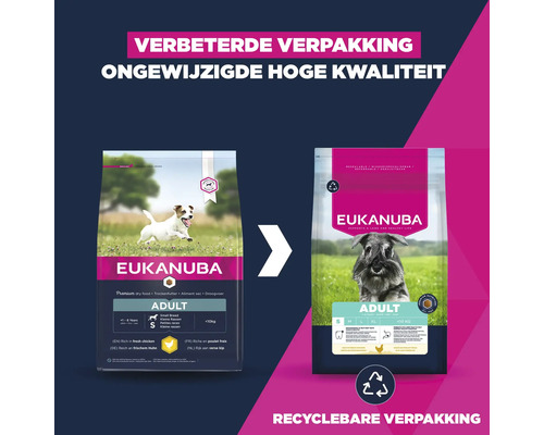 EUKANUBA Hondenvoer Adult S kip 3 kg Eukanuba Adult honden droogvoer verbeterde verpakking
