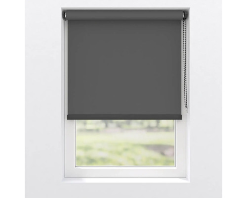 Grijs rolgordijn voor raam voor lichtregulering en privacy