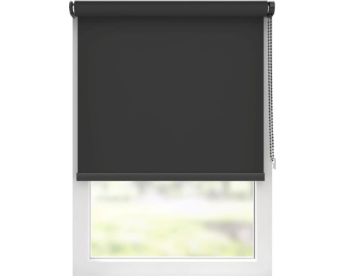 Donkergrijs rolgordijn op het raam