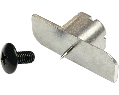 Metalen bevestiging met zwarte schroef