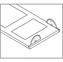 Illustratie van een sleuffrees die sleuven in hout snijdt