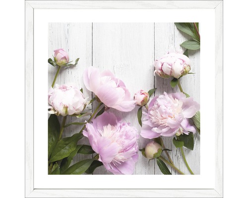 Decoratieve wanddecoratie met pioenrozenmotief in lijst