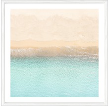 Ingelijste afbeelding met een luchtfoto van strand en zee