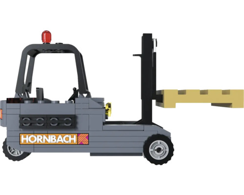 HORNBACH Brick Set Hoogwerker Heftruck 14,5x7,2x9,5 cm Hornbach model heftruck van bouwstenen met pallet