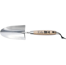 Tuinschep van roestvrij staal met houten handvat en for_q logo