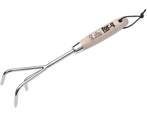 Tuinklauw met houten handvat en drie tanden