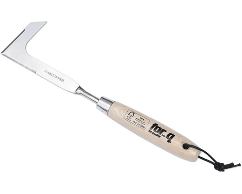 Onkruidsteker met roestvrijstalen mes en houten handvat