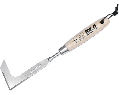 Voegenreiniger van roestvrij staal met houten handvat en ophangsysteem