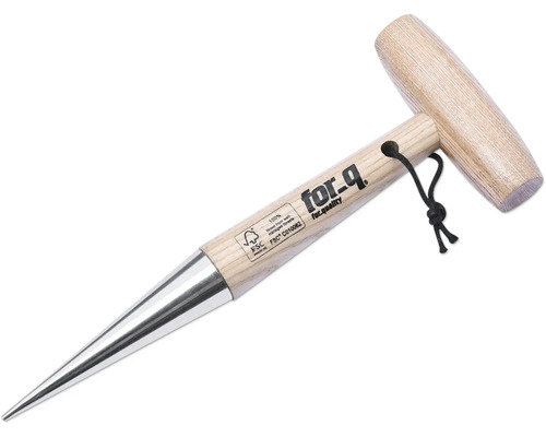 For-Q plantstok van hout met metalen inzetstuk en bedrijfslogo